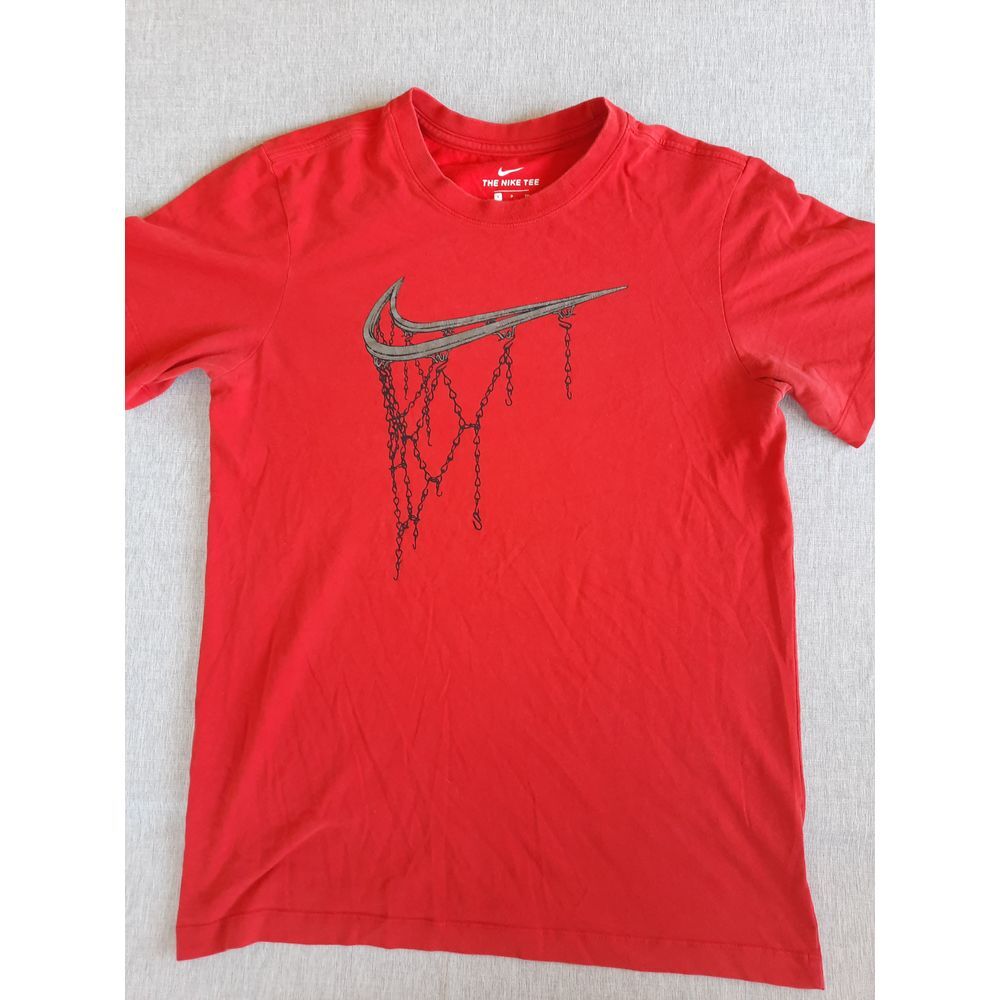 The Nike Tee Dri-Fit Men Small Orange Short Sleeve Spandex Art Logo T-Shirt